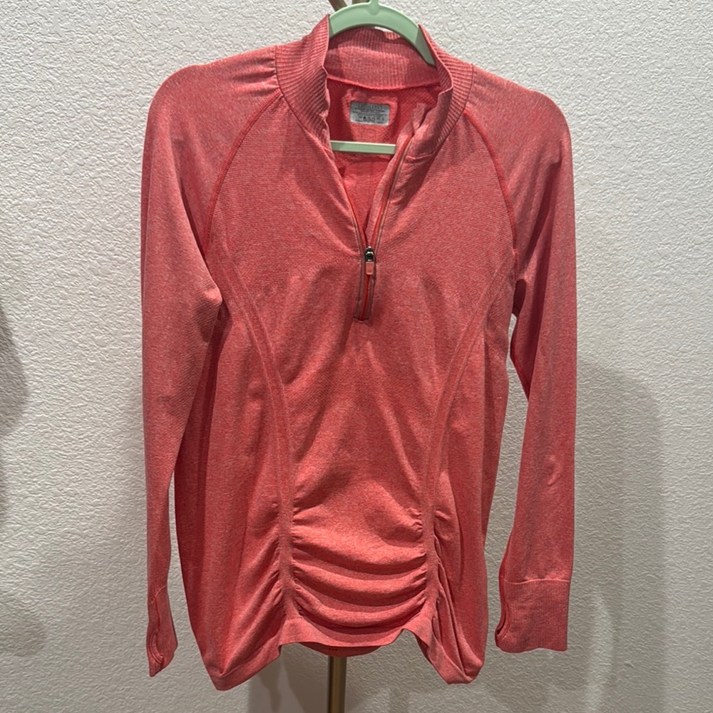 Athleta Coral Long Sleeve Zip-Up Top
